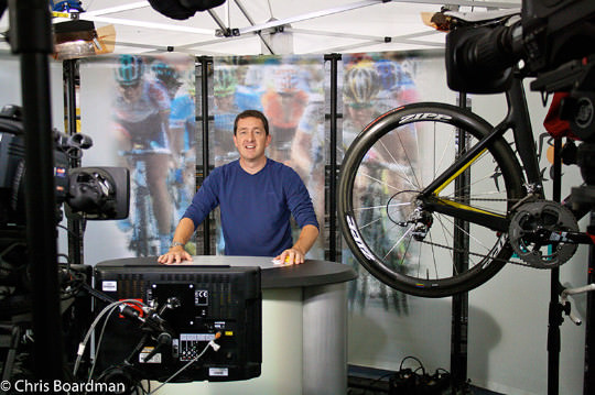 Chris Boardman on TV set